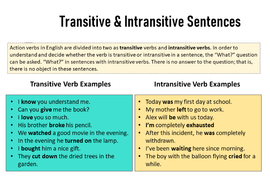 TYPES OF VERBS: TRANSITIVE AND TRANSITIVE VERBS